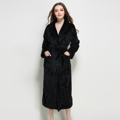 

Roseonmyhand Women Winter Lengthened Coralline Plush Shawl Bathrobe Long Sleeve Robe Coat