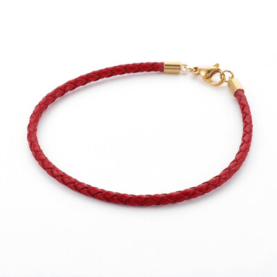 

Braided Leather Cord Bracelet Making with 304 Stainless Steel Lobster Claw Clasps Golden FireBrick 8-38"214cm 3mm