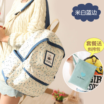 

Canvas shoulder bag girl high school students bag junior high school students Korean version of the tide backpack Sen department s