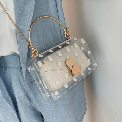 

Female bag 2019 new fashion handbag summer small fresh transparent bag French small foreign gas chain messenger bag
