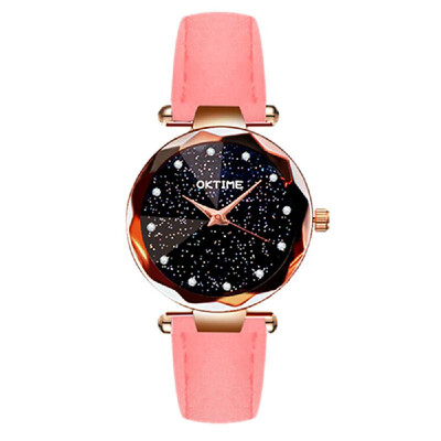 

Women Fashion Brilliant Starry Night Dial Watch Lady Simple Exquisite Metal Quartz Wrist Watch