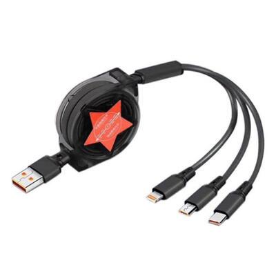 

Universal 3-in-1 USB To Micro USB 8 Pin Lightning Type-C Charging Cable Telescopic Data Cord For IPhone Android Phones-1m