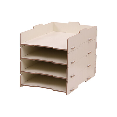 

Wood Desk File Organizer Document Holder Letter Tray 4 Layers for Office School Home Use