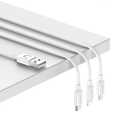 

USAMS Universal 3-in-1 Data Cable USB To Lightning Micro USB Type-C Charging Cable Line For IPhone Android Phone-12m