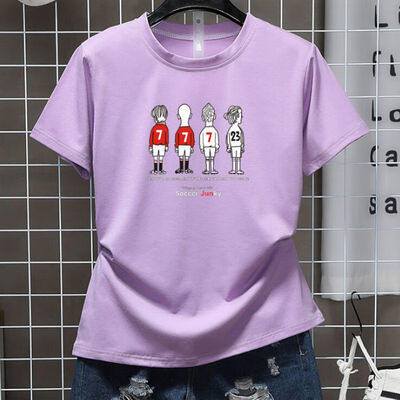 

Women T-shirt Cartoon Print Casual women t-shirt Round Collar Loose Short Sleeve Simple Wild Female Tops Tees