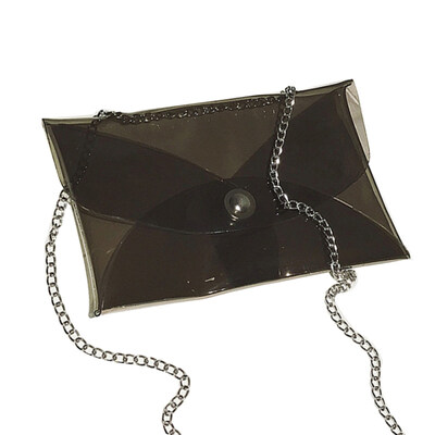 

Women Transparent PVC Envelope Shape Flap Chain Strap Crossbody Shoulder Bag