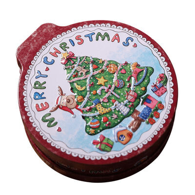 

Christmas Embossing Tinplate Empty Tins With Hanging Rope Candy Cookie Gift Storage Container Decorative Box