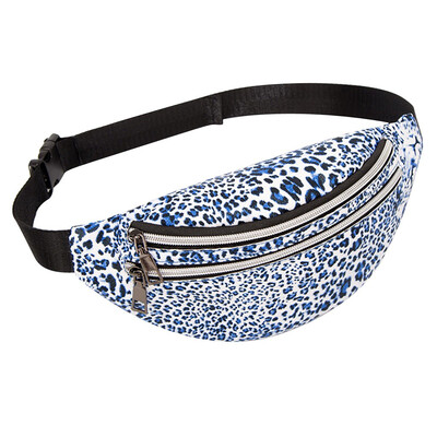 

Tailored Women Double Zipper Shoulders Leopard Waist Pack Letter Purse Mobile Phone Bag