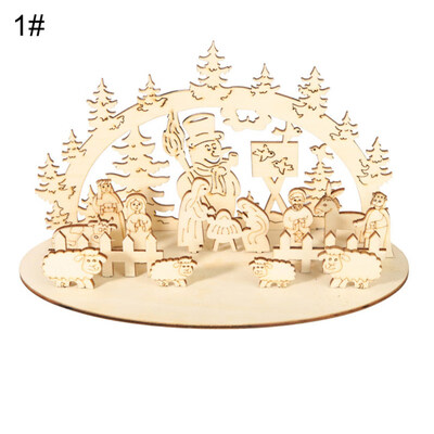 

DIY Wood Sculpture Tree Sheep People 3D Christmas Home Decor Gift Assembling Toy