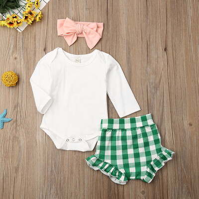 

Newborn Baby Girls Autumn Clothes Long Sleeve Tops Romper Short Pants Outfits
