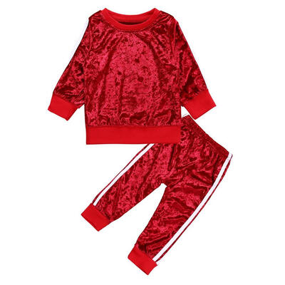 

2pcsSet Autumn Cute Kids Girls Corduroy O-Neck T-shirt Pants Tracksuit