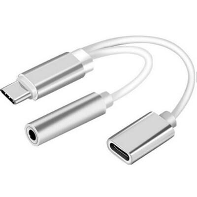 

2 in 1 USB-C to 35mm Audio Adapter 2 in 1 USB Type C Cable Fast Charge to 35mm Audio Jack Headphone Adapter Converter