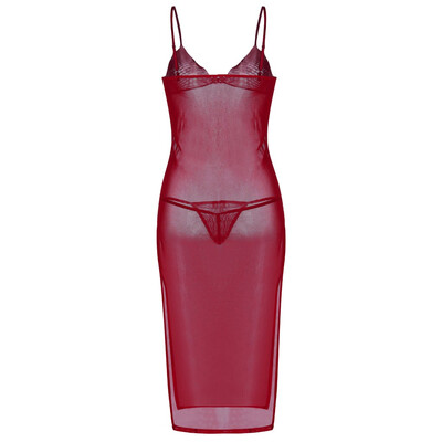 

Toponeto New Women V-Neck Lingerie Backless Nightdress Sleepwear Long Dress With Thong