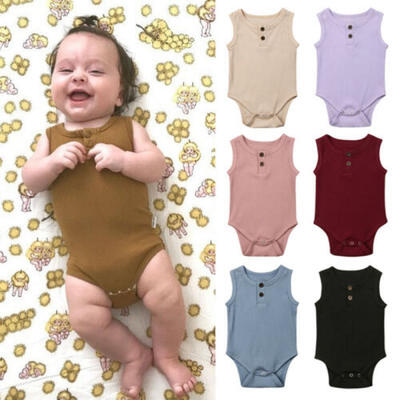 

UK Newborn Baby Boys Girls Knit Romper Bodysuit Jumpsuit Outfits Summer Clothes