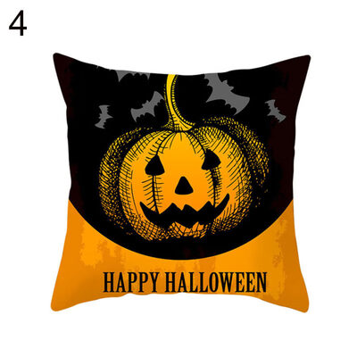

Halloween Pumpkin Spider Bat Pillow Case Cushion Cover Home Office Party Props