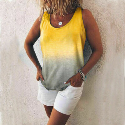 

Womens Sleeveless Gradient Vest T-Shirt Ladies Summer Tee Beach Tank Tops Blouse