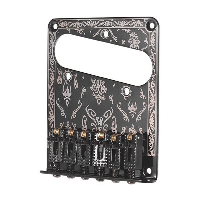 

Guitar Replacement Parts 6 Strings Fixed Bridge 6-Saddle Hardtail Bridge with Screws &Wrench for Electric Guitars Laser Black
