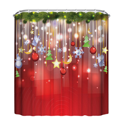 

Gobestart Christmas Waterproof Polyester Bathroom Shower Curtain Decor With Hooks New F