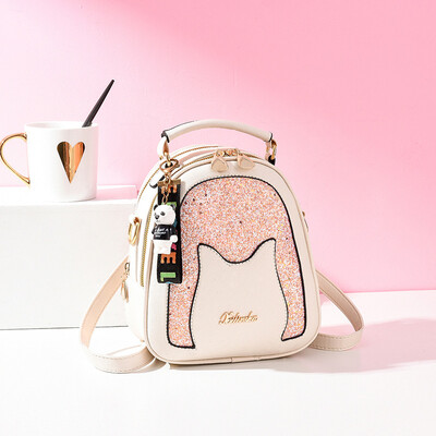 

2019 summer new Korean version of the shoulder bag backpack simple handbag cool cat head fashion backpack