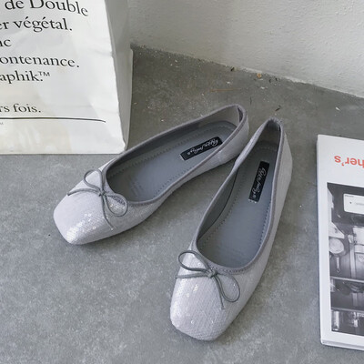 

Bean Shoe Girl Spring Shallow Butterfly Knot Flat sole Single Shoe Shining Fairy Soft sole Slacker Shoe