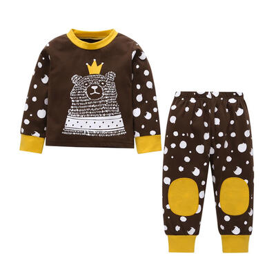 

2pcs Cute Bear Fashion Clothing Set Boys Toddler Long Sleeve Tops Pants