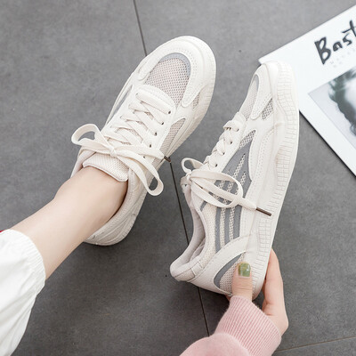 

White shoes women 2019 summer red ins Joker sports shoes student board shoes autumn breathable mesh womens shoes