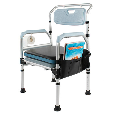 

3 in 1 Multifunctional Aluminum Elder People Disabled People Pregnant Women Commode Chair Bath Chair Light Blue