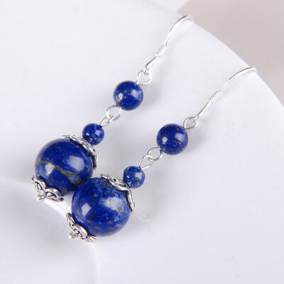 

Stylish Lapis Lazuli Womens Earrings Party Dangle Drop Pretty Silver Fashion Earrings Wedding Popular Blue Dangle