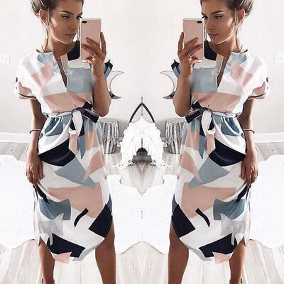 

Women Fashion Summer Boho Long Maxi Dress Evening Cocktail Party Beach Dresses Sundress New