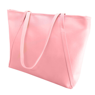 

Women Faux Leather Handbag Solid Color Tote Bag Zipper Big Fashion Shoulder Bag