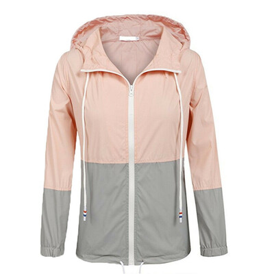 

New Women Hooded Zip Wind Breaker Outdoor Jacket Waterproof Rain Coat -2XL