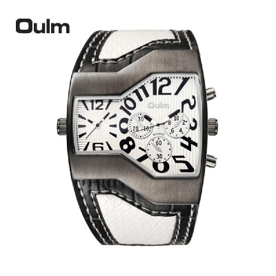 

OULM 2016 Brand Luxury Cool Dual Time Display Big Dial Men Quartz Watch High-quality PU Leather Water-resistant Casual Wristwatch