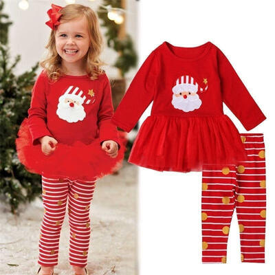 

2pcs Toddler Kids Baby Girls Outfit T-shirt TopLeggings Pants Clothes XMAS Set