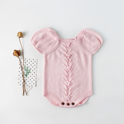 

Newborn Baby Girls Boys Knitted Toddler Puff Sleeves Jumpsuit Clothes Outfits