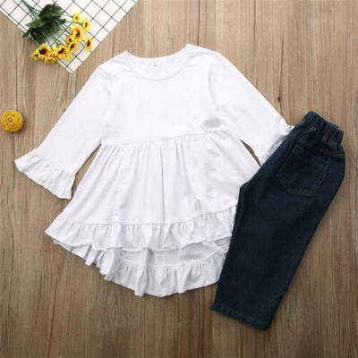 

US Toddler Baby Girls Clothes Long Sleeve Tops Dress Denim Pants Outfits 2-8T