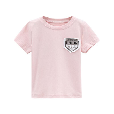 

DOU DOU YI CHU childrens clothing new trend patch round neck T blood childrens trend shirt summer 9175