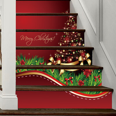

Tailored Christmas 3D Simulation stair stickers Waterproof Wall Stickers DIY Home Decor