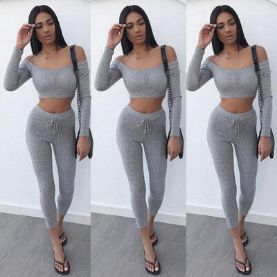 

Womens Tracksuit Hoodies Sweatshirt Jogging Jogger Pants 2PCS Set Sports Suit