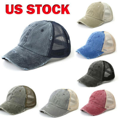 

Summer Ponycap Ponytail Baseball Cap High Bun Ponytail Adjustable Cotton Washed