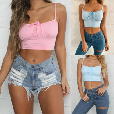 

Donna Moda Sexy Backless Vest senza maniche Sling Crop Top cinghie Wild Tank Top