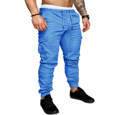 

Gobestart Men Sweatpants Slacks Casual Elastic Joggings Sport Solid Baggy Pockets Trousers