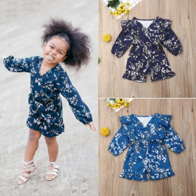 

Toddler Kids Baby Girl Long Sleeve Floral Romper Jumpsuit Overall Clothes Summer