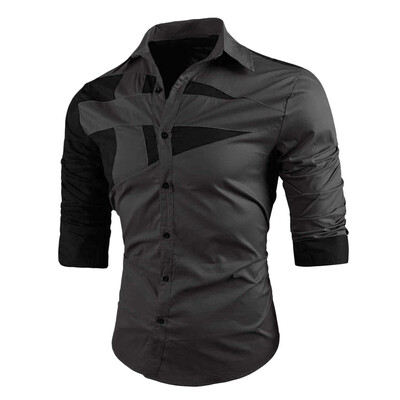 

Turn-down Collar Two Tone Shirt