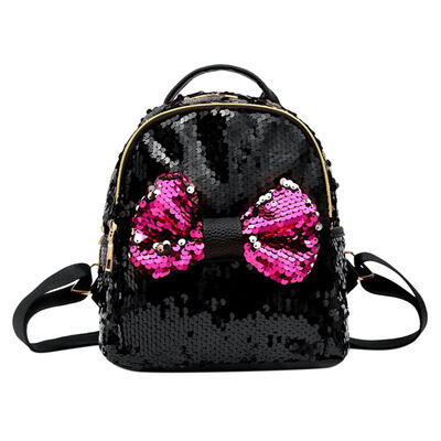 

Mini Sequin Backpack Bowknot Women Girls Zipper Travel Shining Shoulder Bag
