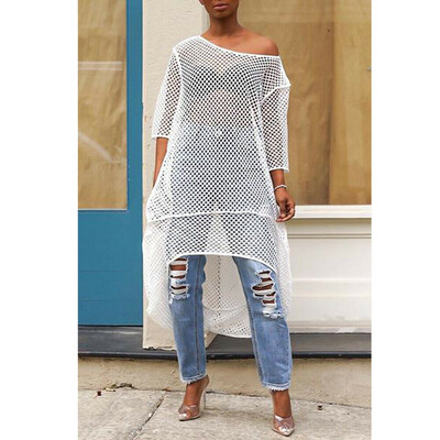 

Fashion Women Ladies Off Shoulder Casual Blouse Half Sleeve Mesh Swimsuit Bikini Cover