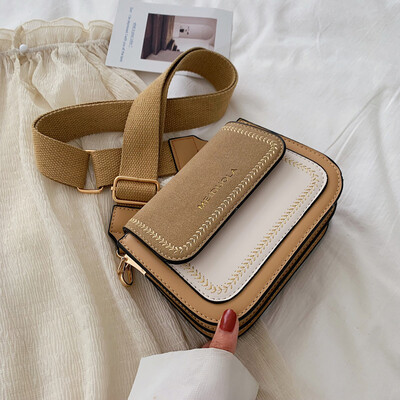

Foreign style womens bag 2019 new Korean version of Joker contrast texture messenger bag simple fashion small square bag