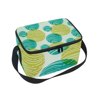 

ALAZA Lunch Box Insulated Green And Blue Round Lunch Bag Large Cooler Tote Bagfor Men Women
