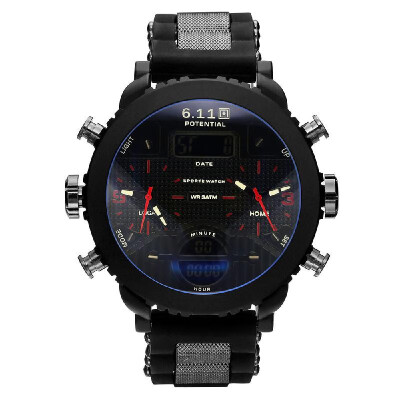 

611 Men Outdoor Sport Silica Gel Band Watches Multi-Functional Waterproof Digital Wristwatches