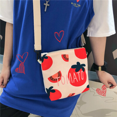 

Fairys oblique Bag ladys white canvas bag net red bag students summer one-shoulder bag Sen canvas bag