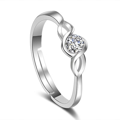 

Adjustable Size Rings 925 Silver Women Cubic Zirconia Wedding Engagement Finger Ring Anti Allergy Bride Party Jewelry Gifts K106